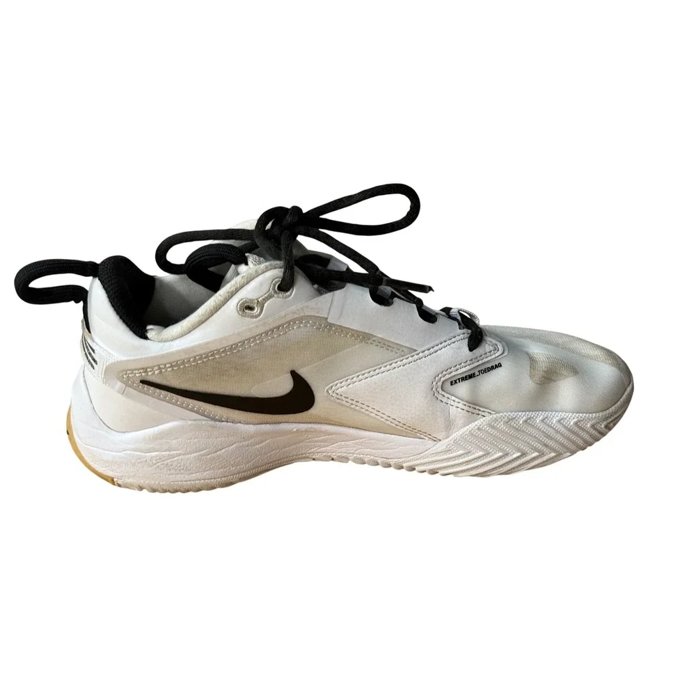Nike‎ Air Zoom Hyperace 3 White Black Gum Volleyball Shoes FQ7074-101 Kids 4.5